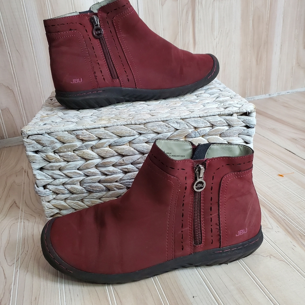 JBU by Jambu Womens Juno Slip On Ankle Boots Burgundy Side Zip JB19JN003 Sz 8 M‎